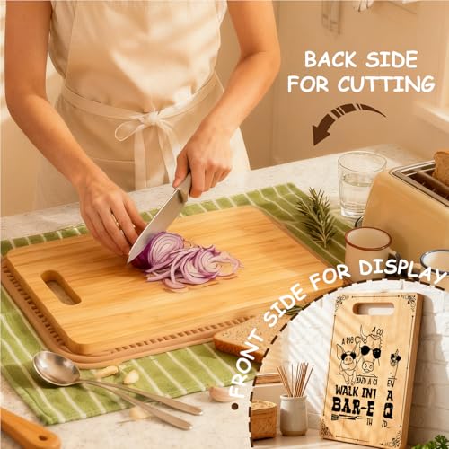 Tabla de cortar rectangular de bambú con mango miniatura 2