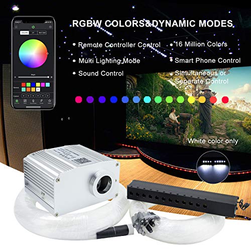 Amki Star Ceiling Light Kit, 10W Bluetooth Twinkle Fiber Optic Light Kit With Sound Activated App/Remote Control,Rgbw Light Engine With Mixed Fiber Cable Strand 430Pcs(0.03+0.04+0.06)In*9.8Ft+Meteor #TOP2