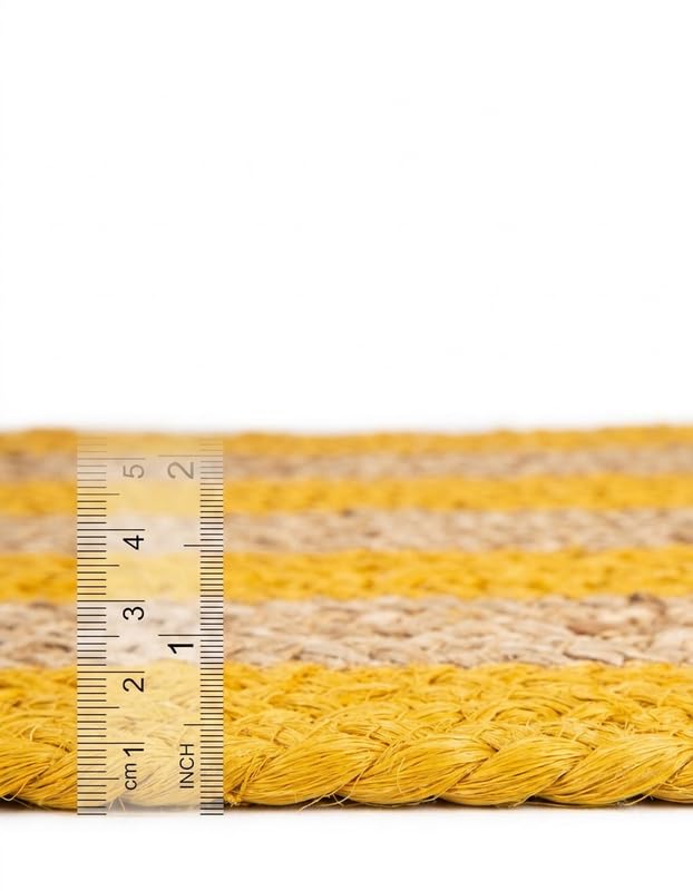 Tapis de sol en jute naturelle fait main Jaune/beige 2,1 x 3,4 m