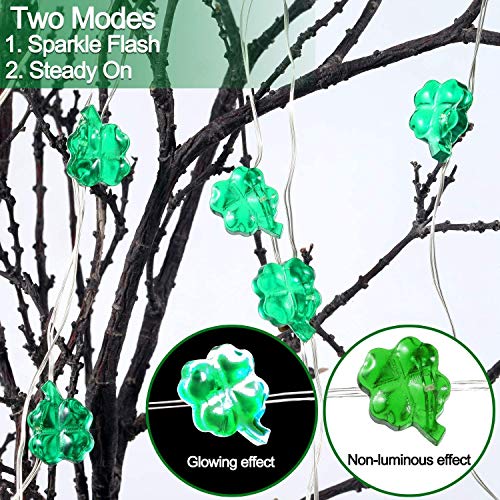 [ 2 Pack ] Green St. Patrick's Day String Lights, Total 28 Ft & 80 Led Battery Operated Waterproof Lucky Shamrocks Lights For St. Patrick's Day Decoration Irish Party Decor Wedding Anniversary Holiday #TOP4