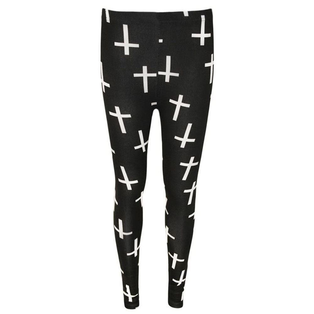 Leggings sexy pantalón elástico negro cruzado de longitud completa para curvas 2