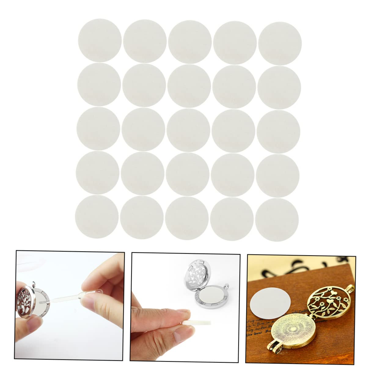 Almohadillas Difusoras para Collar de Aromaterapia 50 Discos de Algodón de Repuesto para Colgante Aptas para Difusor de Coche 30 Mm
