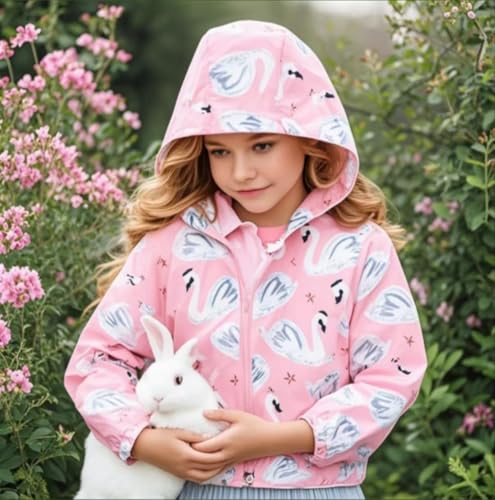Image of TUIJI Toddler Boys Girls Cartoon Print Zip Jacket Hooded Trench Lightweight Kids Coats Windbreaker Casual Outerwear