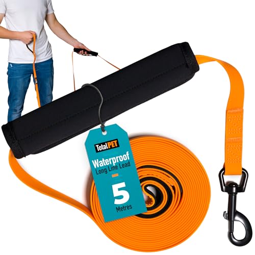 Total Pet Training Lead for Dogs Waterproof Long Line for Recall & Obedience Training - Extra Long Dog Lead - Suitable for all Sized Dogs (5m Regular Clip)
