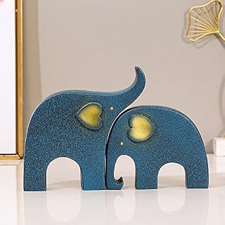 Aiyazhi elephant ornament statue gifts for women, blue collectible resin animal elephant figurines sculpture ornaments for girls men, bling cute elephant antique presents art the home for kids