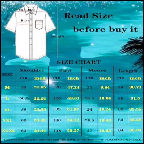 Hawaiian Shirt for Men Tropical Loose Fit Shirt Short Sleeve Casual Button Down Holiday Beach Shirts with Pocket3