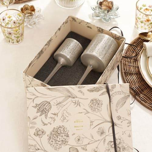 price history - Pure Home + Living Set of 2 Pearl and Gold Patterned Stem Glass Candle Holders