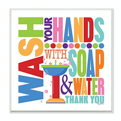 The Stupell Home Décor Collection Wash With Soap And Water Colorful Bathroom Wall Plaque, 12 x 0.5 x 12, Proudly Made in USA