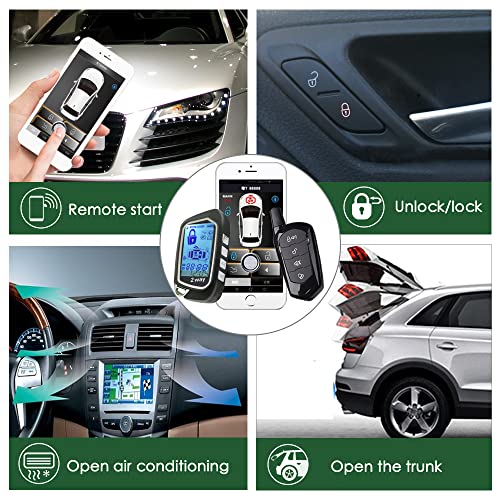 Universal Two Way Car Remote Engine Start One Key Engine Start Keyless Entry Open Trunk Auto For Car 1600 Feet Range Remote Key Or Phone Control Not For The Car With One Key Start #TOP2