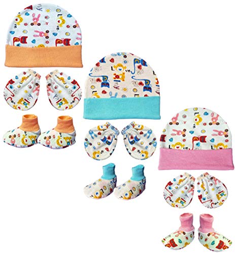 Image of BRANDONN Newborn Baby's Cotton Mitten Set 0-6 Months, Pack of 3 (0-6 Months)