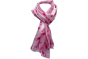 Women's Satin Stripe Lightweight Fashion Scarf for Breast Cancer Awareness