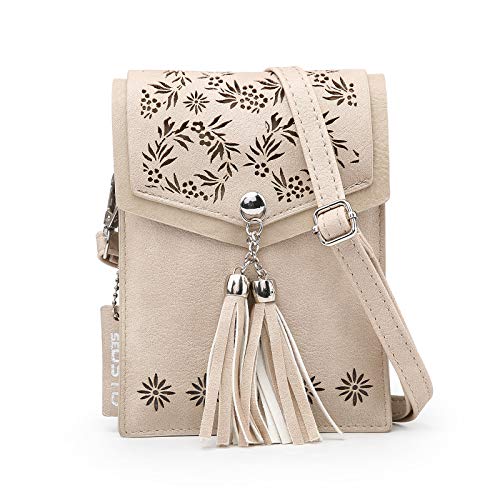 seOSTO Sac BandoulièRe Femme, Mini Sac Telephone Portable Femme, Pochette Portable BandoulièRe, Portefeuille Bandouliere SynthéTique Avec Pompons, Longueur...