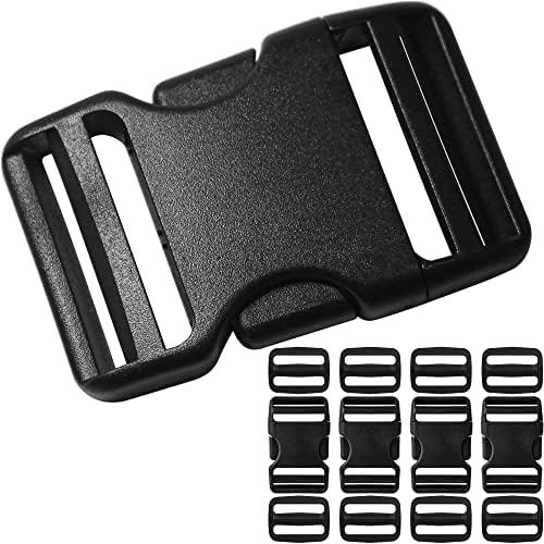 Buckle for Strap 1.5": Side Release Buckles Plastic Clips 4 set + Tri-Glide Slide 8 pcs Fit 1 1/2 inch Wide Nylon Straps Webbing Belt, Heavy Duty Replacement for Backpack, Dual Adjustable No Sewing