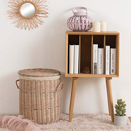 Hqash Wicker Laundry Basket, Brown Round Laundry Hamper Storage Basket With With Lid And Lining (Size : 3742Cm) #TOP1