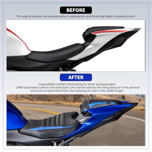 Asiento de moto ergonómico para YZF R7 cubierta trasera impermeable de pasajero 6