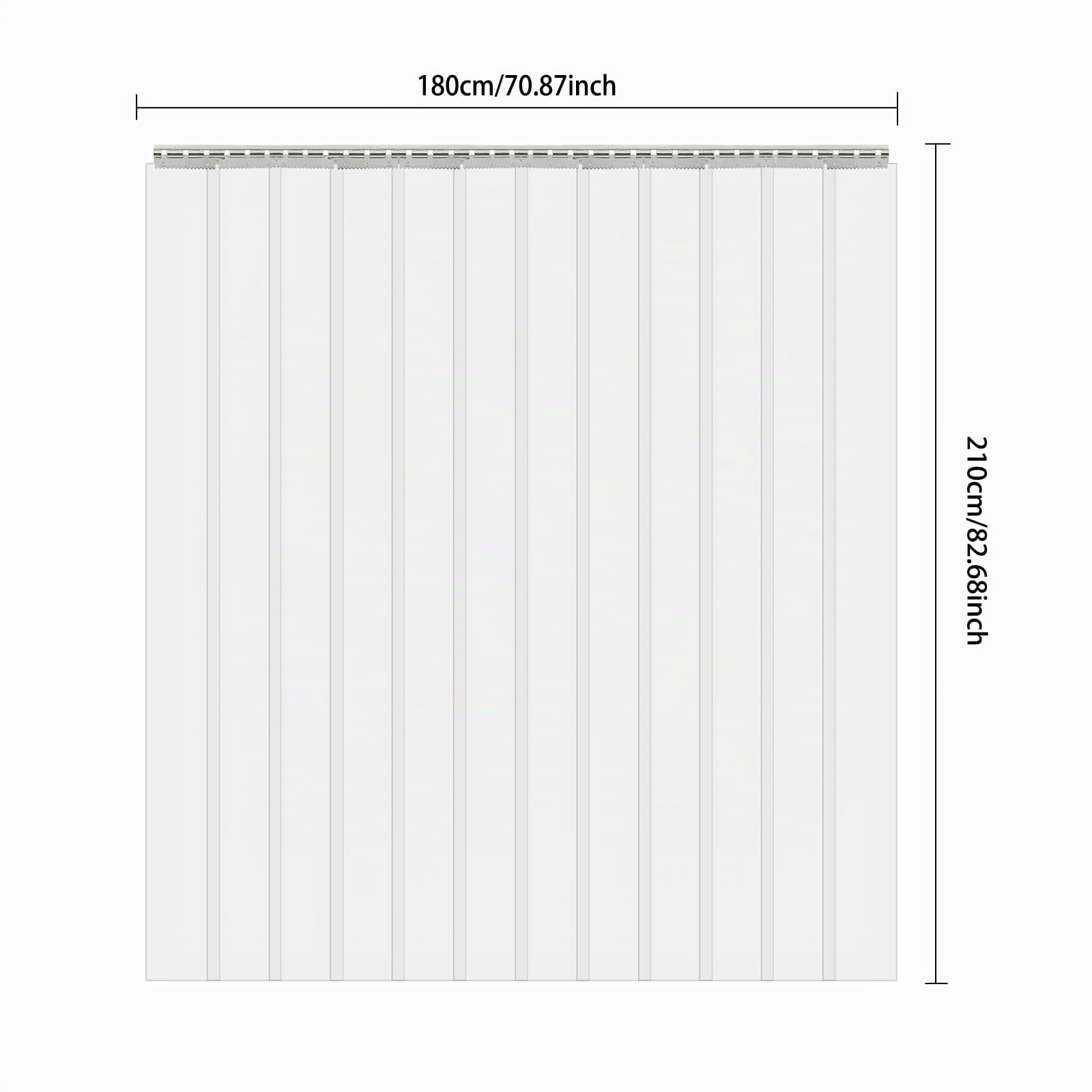 Lot de 12 rideaux transparents en PVC pour portes piétonnes, réfrigérateurs (210 x 18 cm)