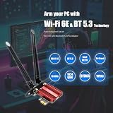 GLOTRENDS AX5400 WiFi 6E Karta PCIe z niskoprofilowym uchwytem do komputera stacjonarnego, chipset Intel AX210, 802.11ax, Bluetooth 5.3, obsługa Windows 11/10/Linux, nie obsługuje Mac OS/Windows 7/XP