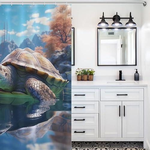 Rideau de douche tortue de mer anti-éclaboussures lavable en polyester 140x183 cm - 5