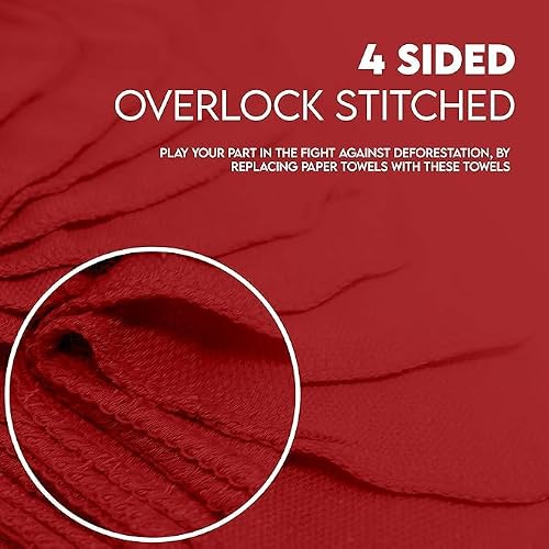 Corporate Hills Cotton Shop Towel – Multipurpose Cleaning Cloths (14\" x 12\" - Pack of 150 - Red) Reusable Shop Rags for Automobiles, Industrial, Restaurants, Garage, and Homes