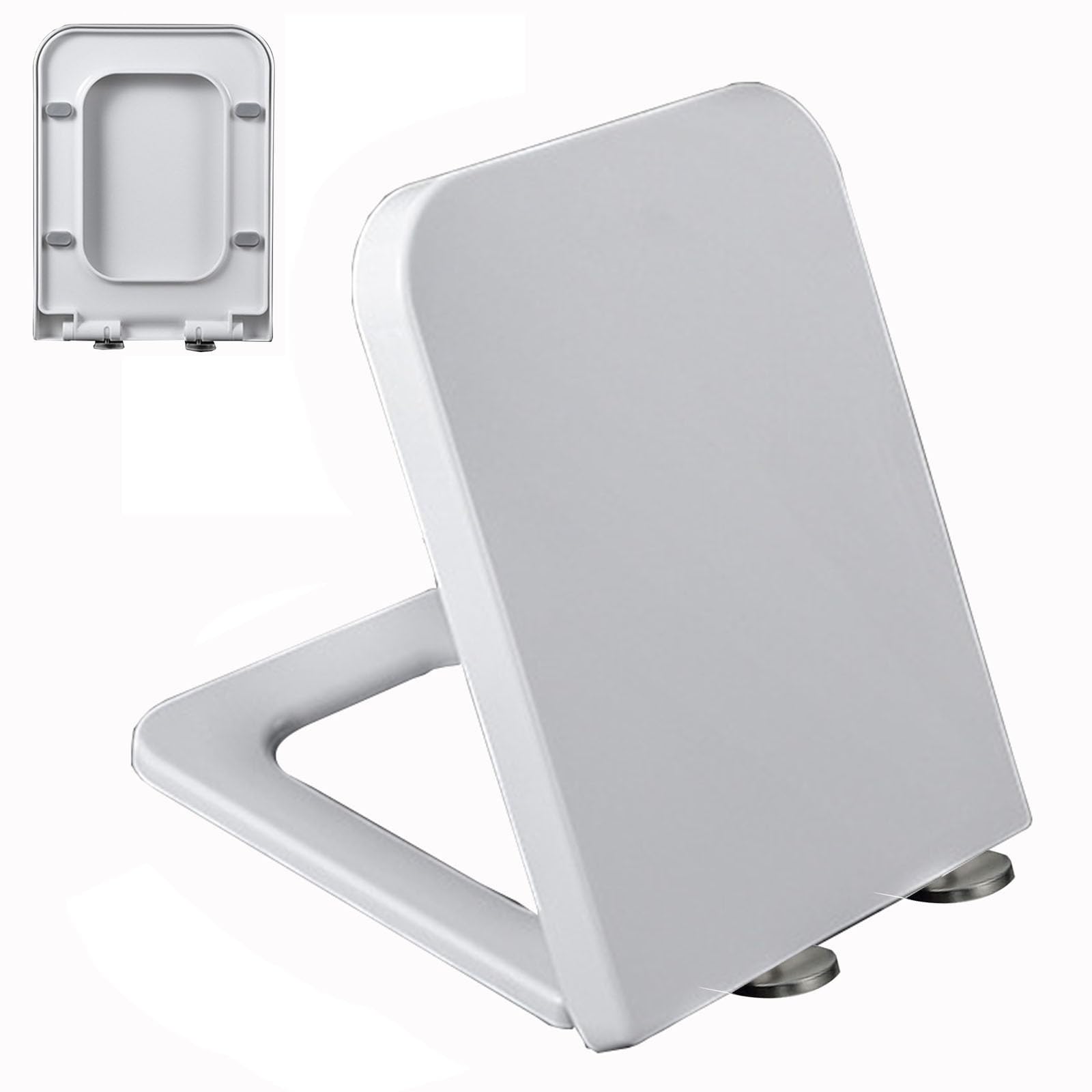 Soft Close Close Close Metal Hinge Quick Release White, Customizable, Lightweight, Durable, Portable, User-Friendly, Compact, Universal, Square, Toilet, seat, Adjustable