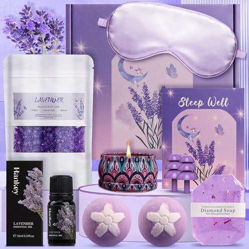 Pearshek Lavender Pamper Gift Set for Women - Luxury Relaxation Spa Hamper for Her Unique Birthday Gifts Self Care Box with Essential Oils Ideal for Mum Sister Mothers Day & Get Well Soon