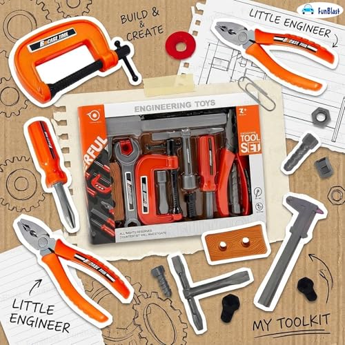 Image of FunBlast Tool Kit Set Toy for Kids, Set of 13 Pcs; Little Engineer Tool Kit Toys, Pretend Play Toys for Boys, Role Play Toys for Toddlers, Learning Toy for Boys, Children (13 Pcs)