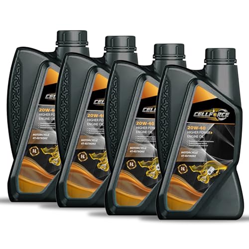 Image of Cellforce 20W40 Synthetic Blend Engine Oil for Bikes, 1 Litre - API SN, JASO MA2, High Performance motorcycle oil (Pack 4)