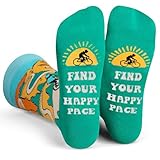 Lavley Find Your Happy Pace Bike Socks - Fun Gift for Cyclists and Bicycle Riders - Unisex One Size for Men, Women, and Teens