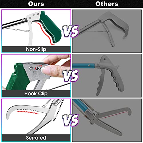 Konky 47-Inch Stainless Steel Professional Snake Catcher, Reptile Grabber Standard Snake Tong Stick Outdoor Handling Tool Trash Picker With Zigzag Wide Jaw, For Camping, Garden, Jungle, Bush, Desert. #TOP1