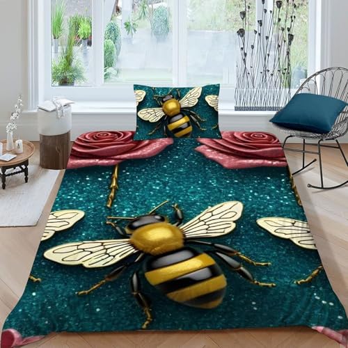 Housse de couette single animaux 3D Wasp Bedding microfibre sans repassage