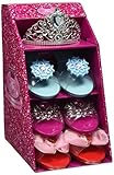 Girls Pink Pretty Princess Shoes Diamante Dress Up Fancy Gift Set (Set of 3 Shoes & Blue Tiara)