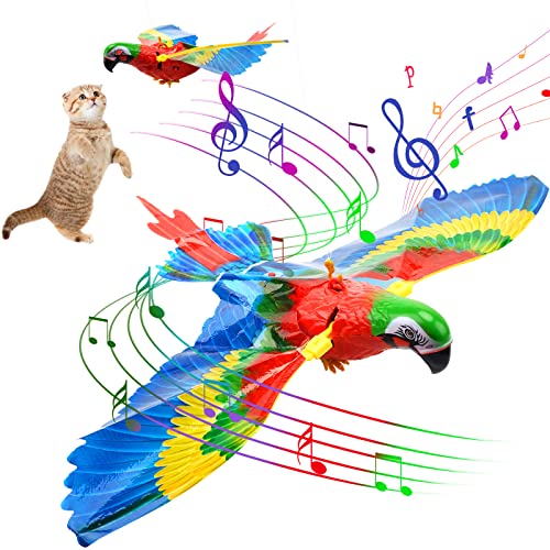 Katzenspielzeug Vogel Mit Geräusch – Berührungsaktiviert, Mit Aufhängeseil, Federn & Katzenminze