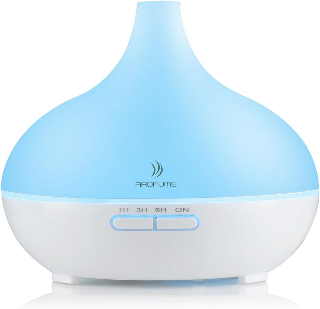 Essential Oil Diffuser, AROFUME 300ml Ultrasonic Cool Mist Humidifier Aromatherapy Diffuser with 4 Time Setting, 7 Color LED Lights Changing and Waterless Auto Shut-off for Yoga Bedroom Baby Room