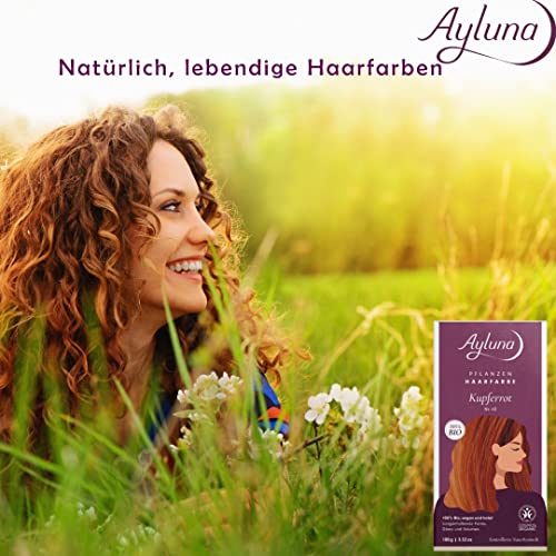 Foto von Ayluna Pflanzenhaarfarbe 20 Honigblond, vegane Haarfarbe mit Henna, indischer Krapp, Fenugreek & Kamille, für eine langanhaltende Färbung, Glanz & Volumen, Ammoniakfrei, 100% Grauhaarabdeckung, 100g