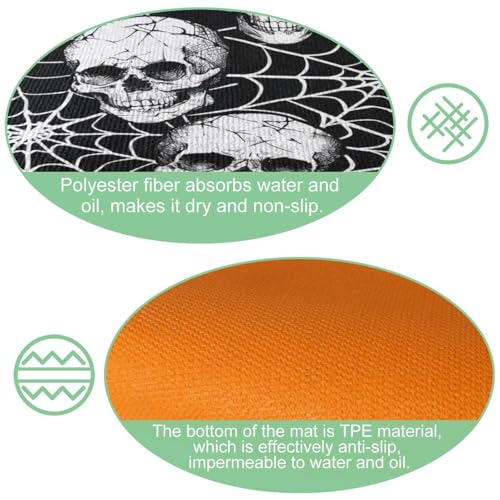 Alfombrillas de cocina para evitar resbalones con diseño absorbente de calavera VAPOKF 2 uds 6