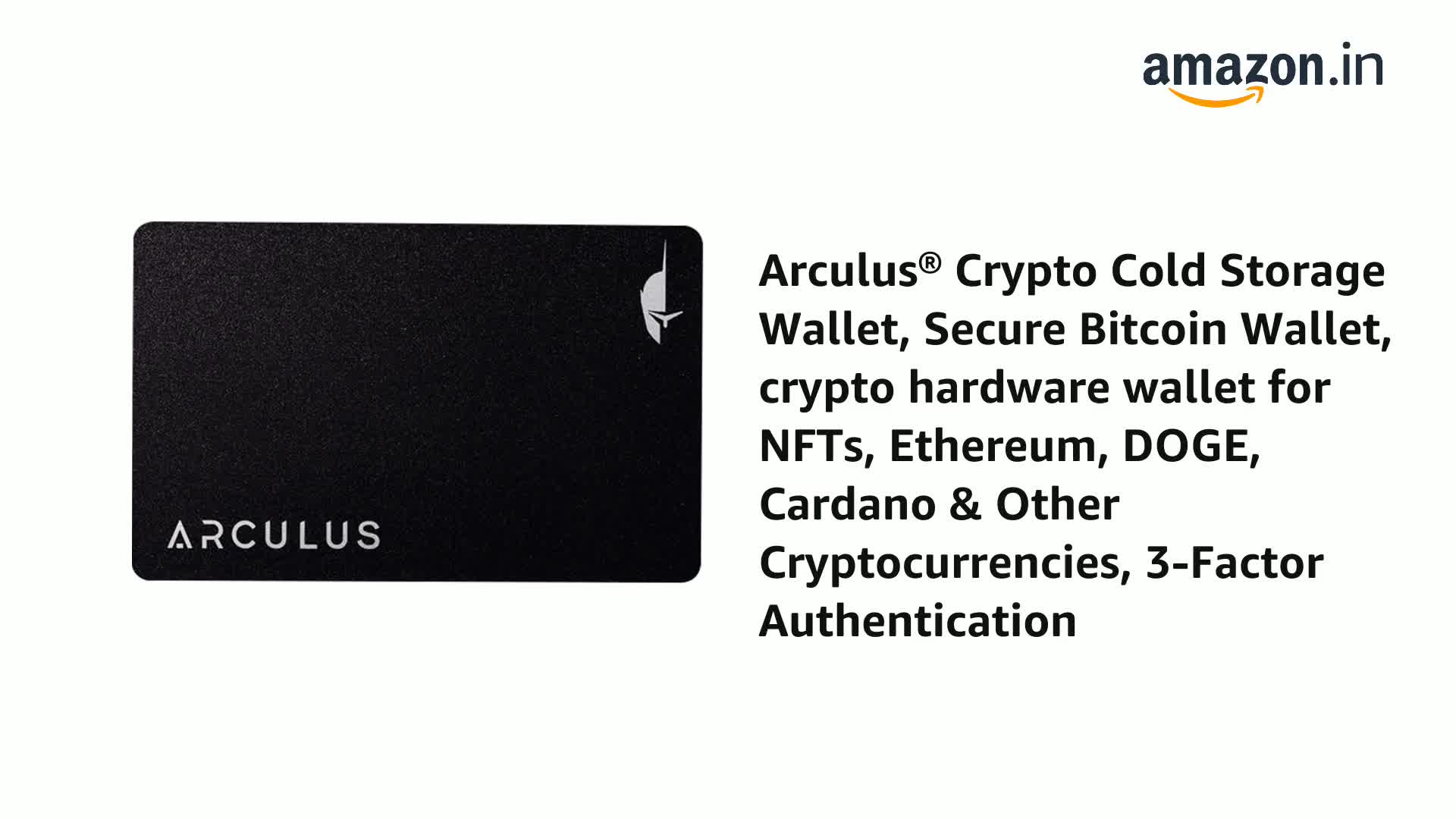 Arculus Crypto Cold Storage Wallet – Secure Hardware Wallet for Bitcoin,  Ethereum, Cardano, NFTs & More with 3-Factor Authentication – Black :  Amazon.in: Bags, Wallets and Luggage