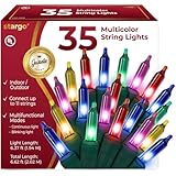 Warm Multi Color Christmas Lights - 6.3 ft String of 35 Incandescent Mini Bulbs Multifunctional Lighting Modes, for Decorative, Bedroom, Outdoor, Xmas Twinkle Tree Lights with Green Wire Total 6.6 ft