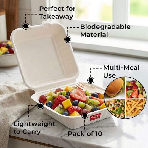 Image of HAZEL Bento Cake Box | 100% Biodegradable Box for Mini Cakes, Lunch Cakes & Home Bakers | Pack of 10