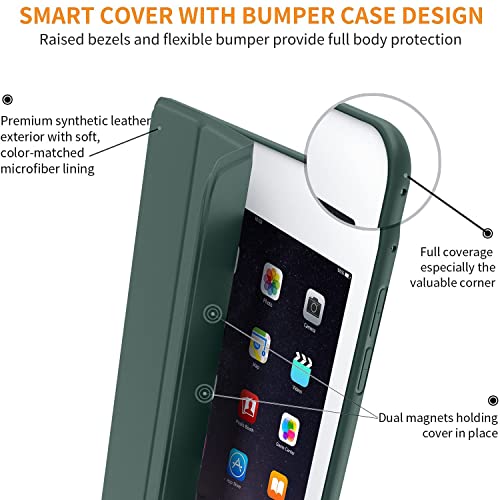 Image of DuraSafe Cases for iPad 7.9 Inch Mini 3 Mini 2 Mini 1 Gen [ Mini 3rd 2nd 1st ] A1599 A1489 A1432 MH3F2HN /A Protective Durable Shock Proof Supportive Magnetic Dual Angle Stand Cover - Dark Green