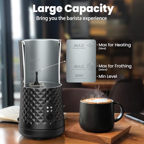 HAPPHOOH Milchaufschäumer Elektrisch, 4-in-1 Milchschäumer für Heißen & Kalten Schnell Milchschaum, 240...