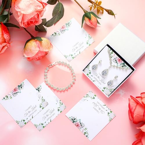 Remuuly 6 Pcs Bridesmaid Jewelry Sets for Wedding Rhinestone/Pearl Earrings Necklace Bracelet with Card for Wedding Proposal4