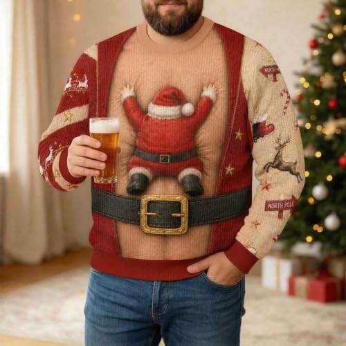 Belly-Hugging Santa Hairy Tum Print, alternative view 1