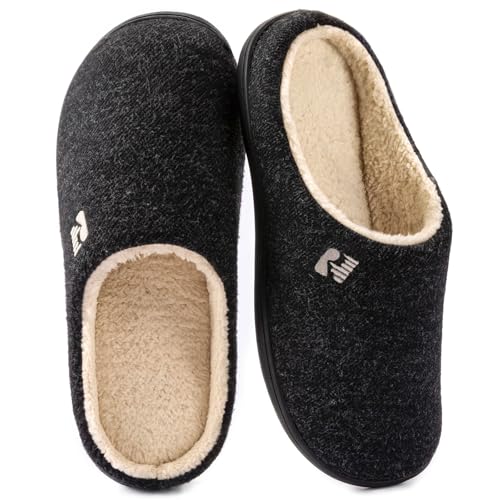 RockDove Zapatilla de Clog con Forro de Sherpa y Espuma Viscoelástica para Hombre, 42/43 EU, Negro Y Natural