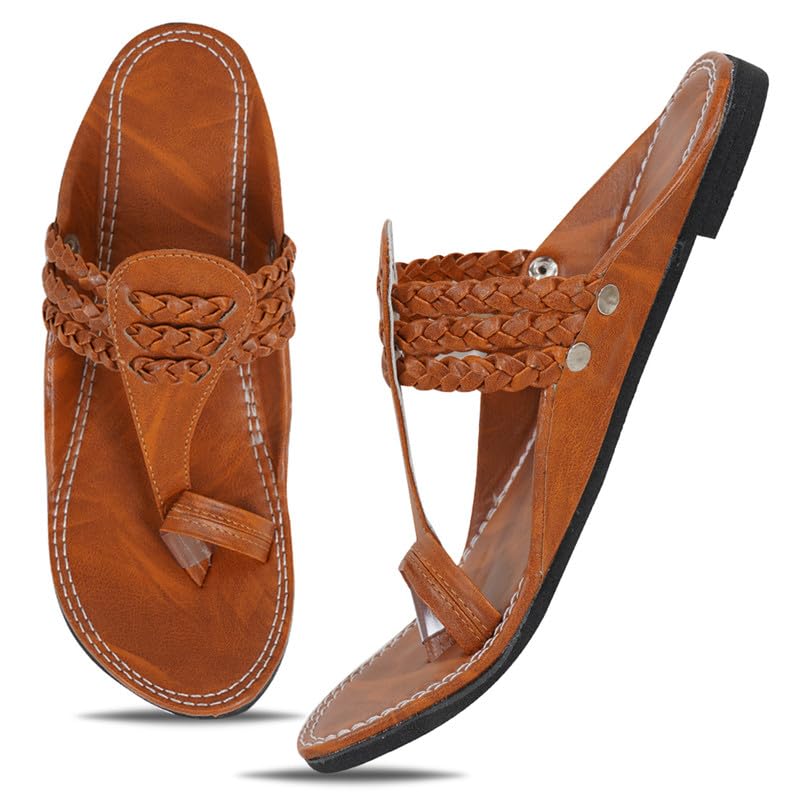 Image of DFR Ethnic Sandals For Boys Men, Comfortable Rajasthani Slippers