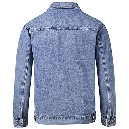 Luvlc Mens Jean Jacket,Plus Size Distressed Classic-Fit Jean Shirt Jackets Coat,Long Sleeve Button Down Denim Jacket Clothes 2022 Fall Winter With Pockets Mens Blue 4X #TOP1