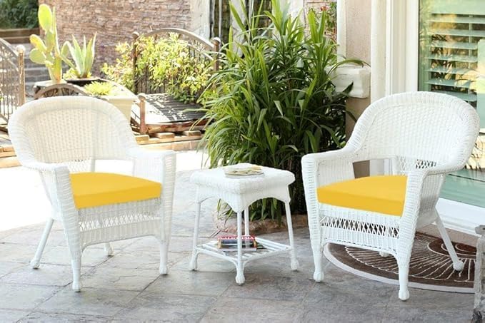 Image of D-8 Round Chair Cushions Set of 2, Cushion Thinkness 5cm, Waterproof Cushions for Outdoor Furniture, Round Seat Chair, Pads with Ties for Patio, Garden, Dining Chairs (Yellow)