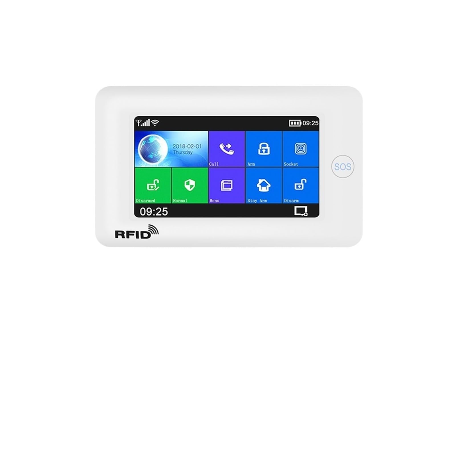 Sistema de Alarma, El Equipo Elegante del De Alarma Ladrón La Seguridad Hogar gsm Desarma Brazo Control Remoto Pantalla Táctil 4,3 Pulgadas(Solar Outdoor Siren)