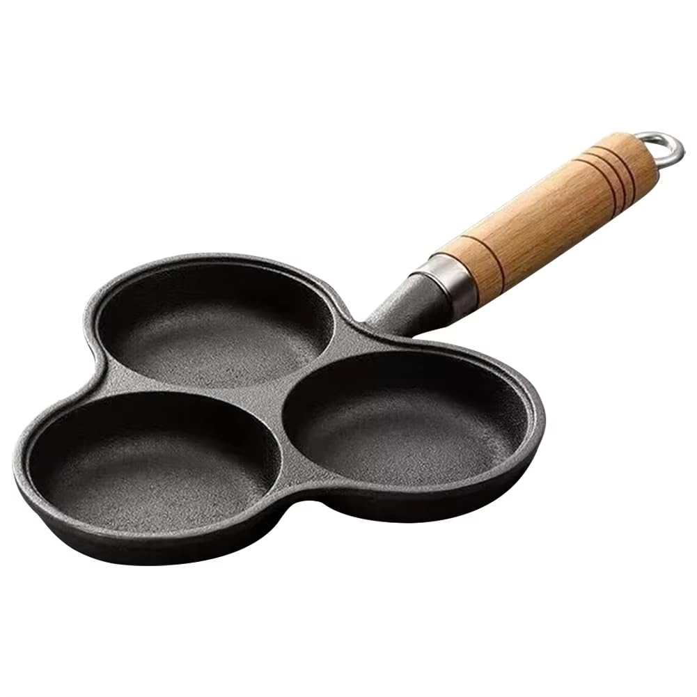 CTRLZS 3 Hole Cast Iron Omelet Pan Non-Stick Breakfast Egg Pan Breakfast Grill Cooking Pot Egg Frying Pan Pancake Pan