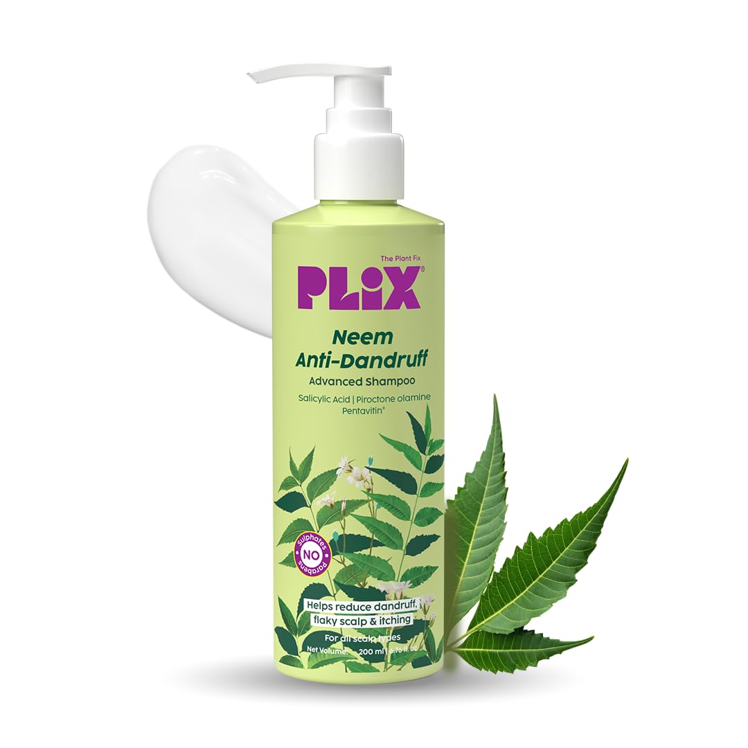 The Plant Fix Plix Neem Anti-Dandruff Advanced Shampoo | Piractone Olamine & Pentavitin Paraben & Sulphate Free | For Men & Women | 200ml