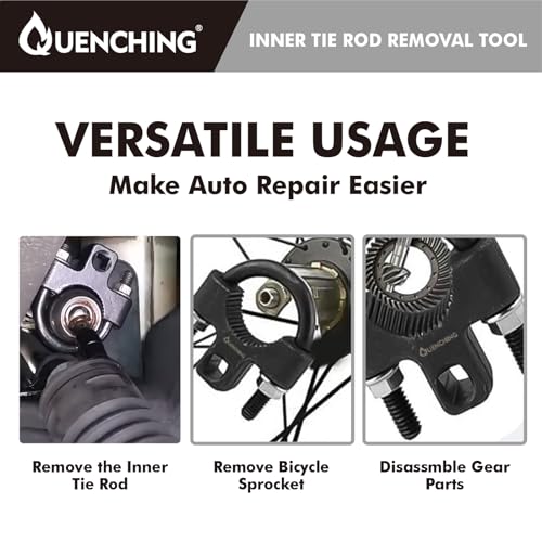QUENCHING 3/8 inch Inner Tie Rod End Removal Tool, Universal Low Profile Tool 30-42mm with Non-Slip Teeth for Car Chassis Rocker Removal and Installation, U-Wrench for Most Vehicles